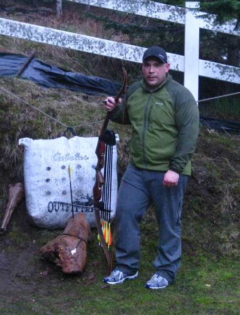 One of many training sessions. This was just after the snow melted; I trained rain or shine and as many days a week that my schedule would allow. This day it was pouring down rain. My wife had to snap a pic; thinking that I was crazy as she watched me shoot an arrow, sprint to the target and back and shoot again, all while it rained cats and dogs. You only get out of things what you put into it...and it was my intention to "go big".
